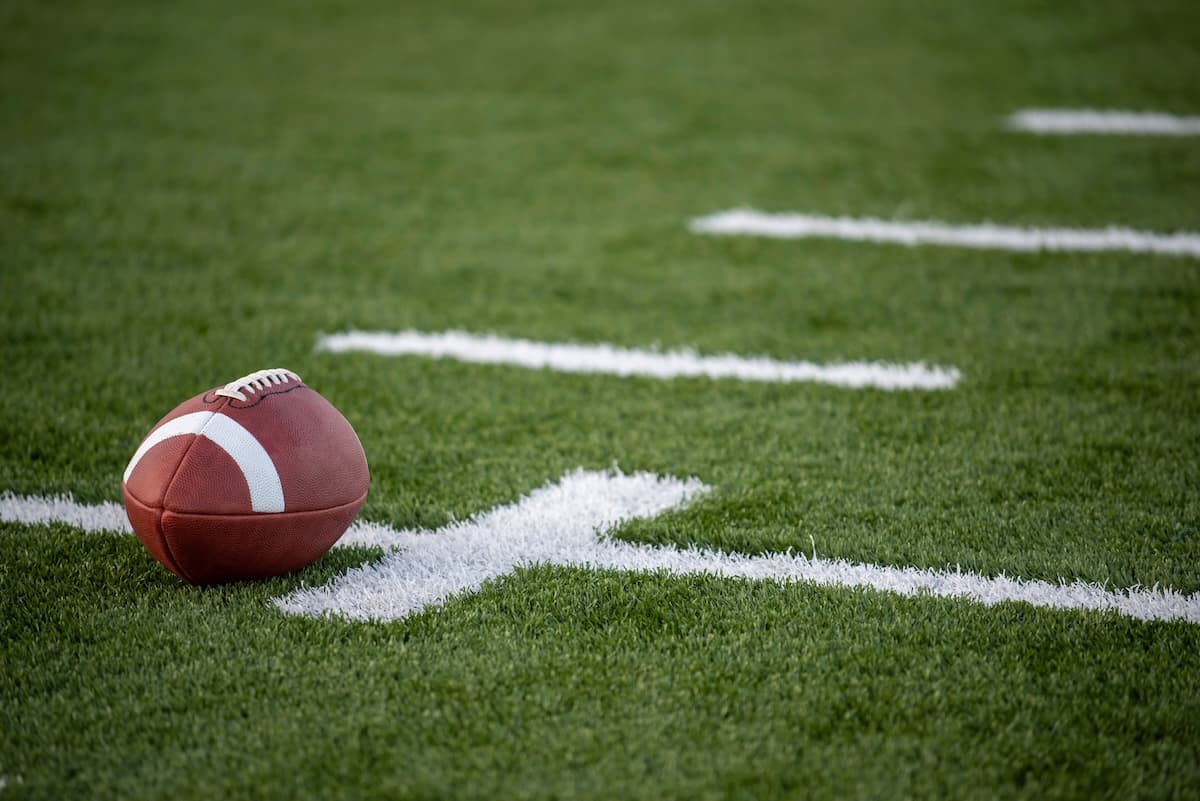 A football on a field